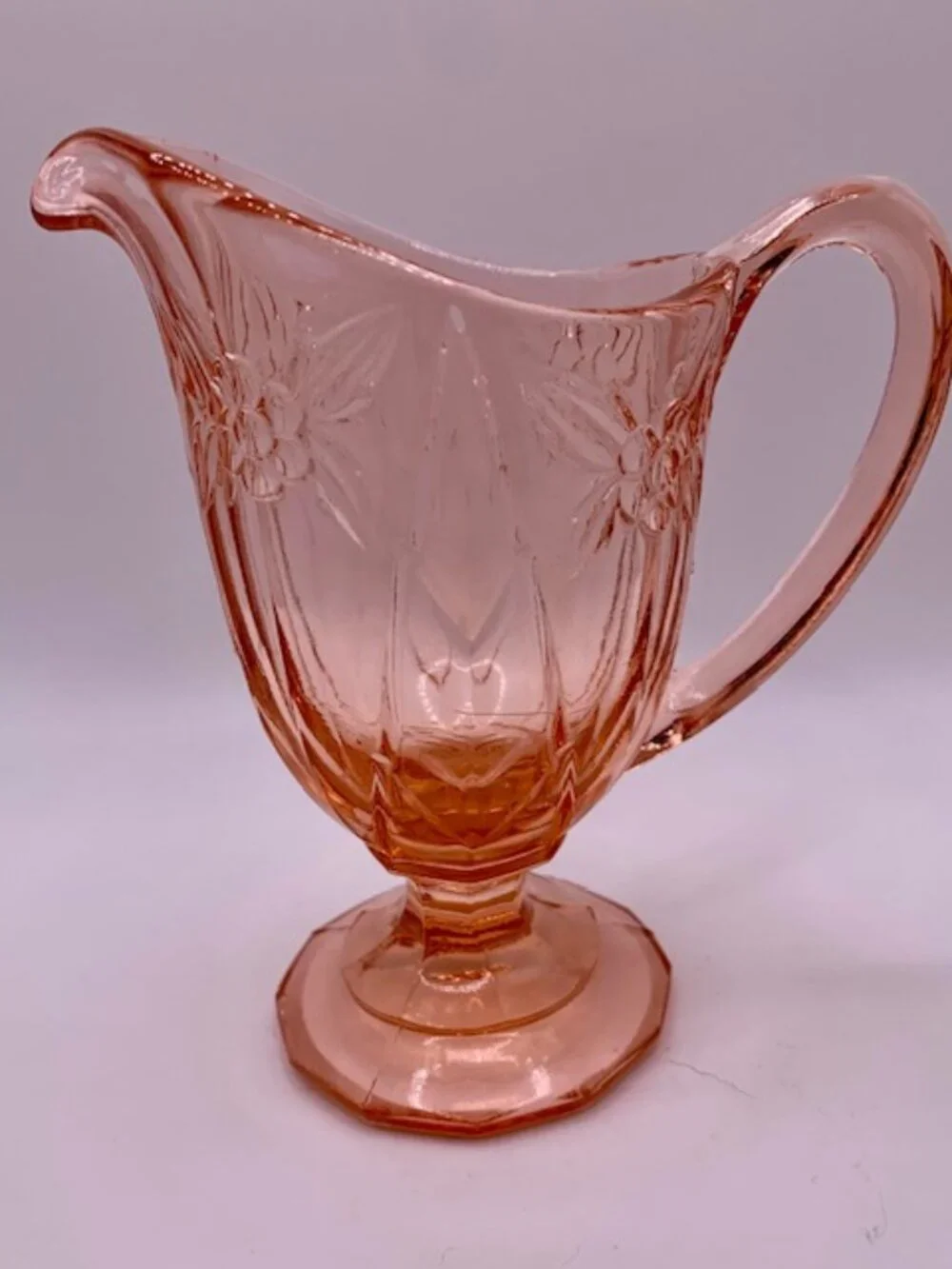 German Pressed Glass PINK Creamer Pitcher